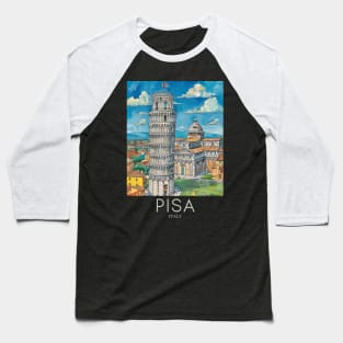 A Pop Art Travel Print of Pisa - Italy Baseball T-Shirt